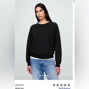 Gap VintageSoft Raglan Sweatshirt Black Crew Neck for Women